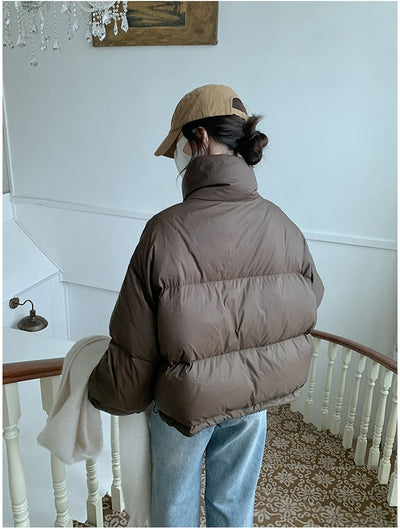 Chaqueta Acolchada Corta con Cuello Alto Estilo Americano para Mujer - Image 19