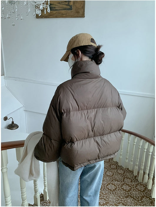 Chaqueta Acolchada Corta con Cuello Alto Estilo Americano para Mujer - Image 19