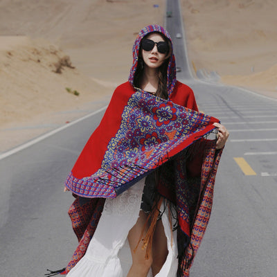 Poncho Étnico Desértico de Cashmira Artificial para Otoño e Invierno - Image 14