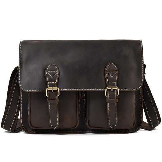 Bolsa Bandolera de Cuero Genuino Crazy Horse para Hombre - Image 18