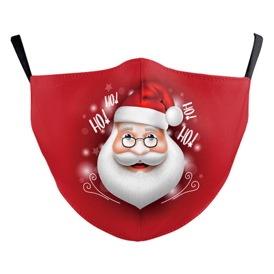 Green Christmas dustproof face mask with a festive pattern of red and gold ornaments, candy canes, gingerbread, and "Merry Christmas!" text. - Image 11