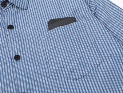 Camisa Suelta de Rayas Verticales y Manga Larga para Hombre - Image 9