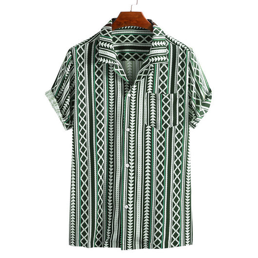 Camisa de Hombre a Rayas con Estampado Moderno - Image 4
