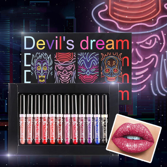 Set de 12 Labiales Líquidos Halloween - Brillo Diamante Larga Duración