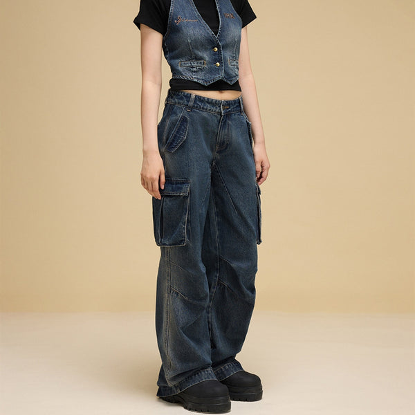 Overol Denim Ancho Estilo Industrial