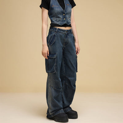 Overol Denim Ancho Estilo Industrial