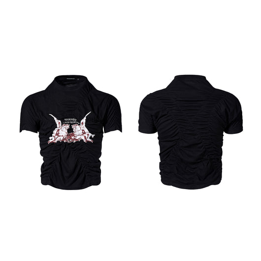 Camisa Estampada Slim Fit Negra de Manga Corta para Hombre - Image 7