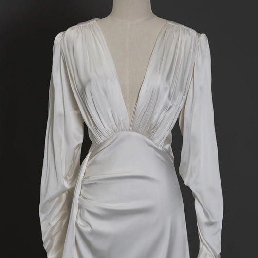 Vestido Largo de Satén con Mangas Largas - Image 4