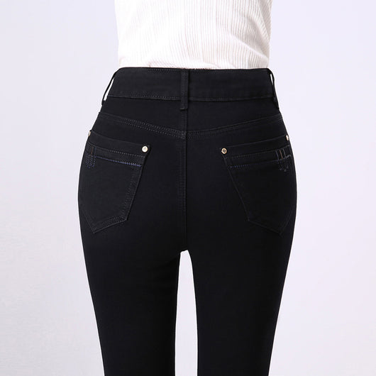 Pantalones Rectos Talla Grande Cintura Alta con Elastano para Mujer - Image 4