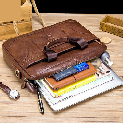 Maletín Ejecutivo de Cuero Genuino Gran Capacidad para Hombre