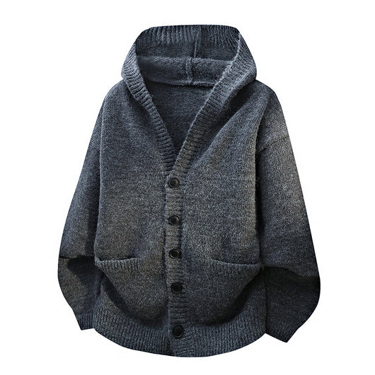 Cardigan Tejido Holgado con Capucha para Hombre - Image 8