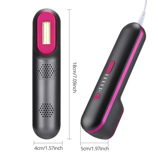 Black and pink IPL laser hair removal device kit with power adapter, safety glasses, razor, and manual. - Image 7