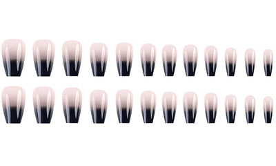 Uñas Postizas Degradado Blanco y Negro Efecto Bailarina - Image 7