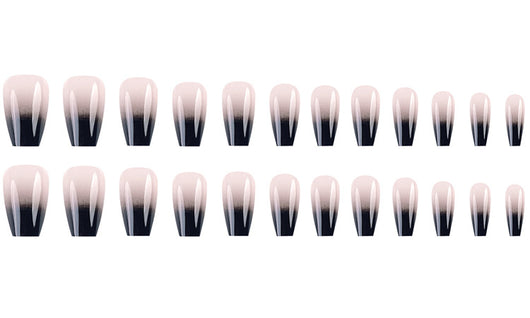 Uñas Postizas Degradado Blanco y Negro Efecto Bailarina - Image 7