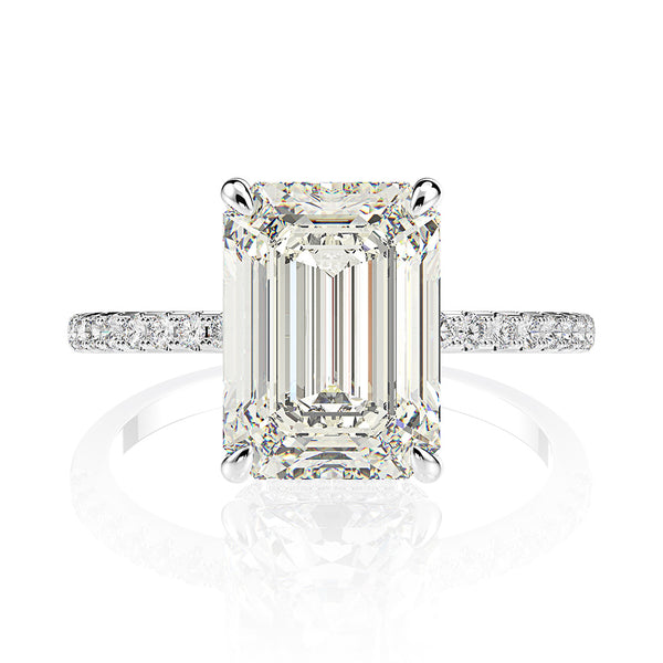 Anillo de Esmeralda Rectangular Tallado con Flor y Punta Redonda - Image 5