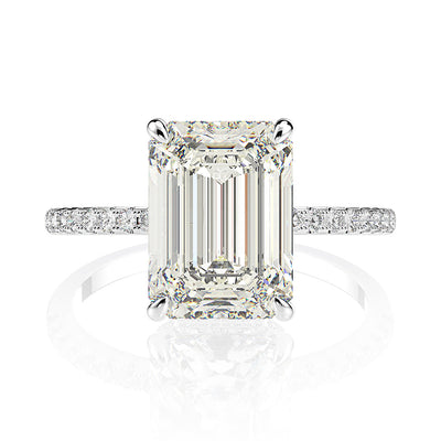 Anillo de Esmeralda Rectangular Tallado con Flor y Punta Redonda - Image 5