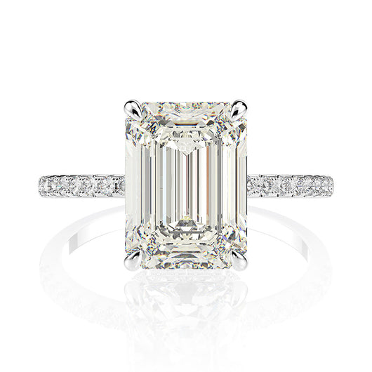 Anillo de Esmeralda Rectangular Tallado con Flor y Punta Redonda - Image 5