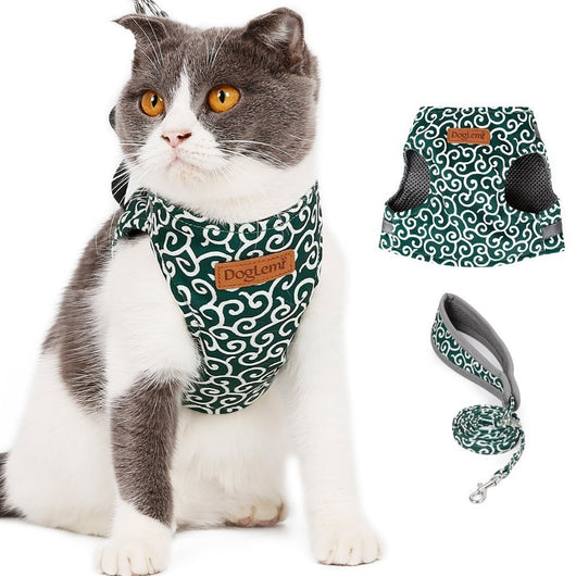 Arnés de Pecho para Gato con Cuerda de Tracción