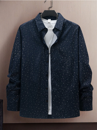 Camisa Casual de Manga Larga con Estampado Lunares Bronceado - Image 10