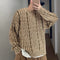 Men's Retro Loose Khaki Green Ribbed Double-Sided Sweater