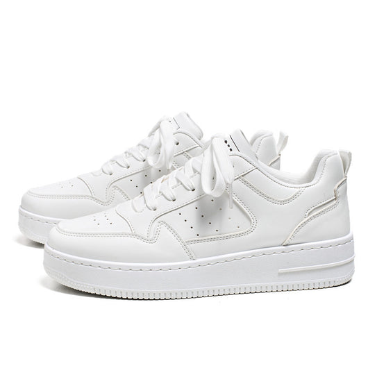 Zapatillas Plataforma Blancas de Cuero Respirable - Tendencia Teen Todo Combinable - Image 5