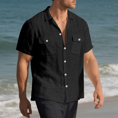 Camisa Suelta de Solapa Lisa para Hombre - Estilo Casual Festivo - Image 8