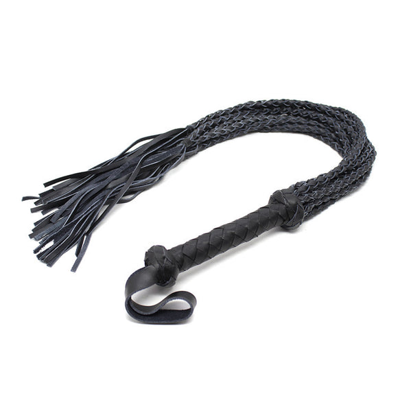 Látigo de Cuero Artesanal Negro para Espectáculos y Accesorios de Escena
