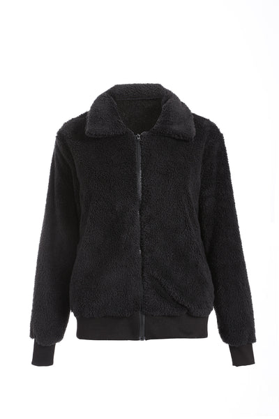 Chaqueta Abrigo Mujer con Solapa y Cierre de Cremallera para Invierno y Otoño - Image 3
