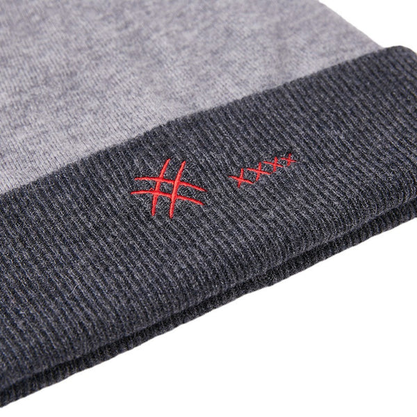 Gorro Tejido Minimalista para Hombre - Diseño Bordado con Letras, Cálido para Otoño e Invierno