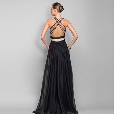 Vestido Largo Elegante Escote V Espalda Descubierta - Diseño Europeo - Image 2