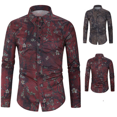 Camisa Estampada Floral Manga Larga