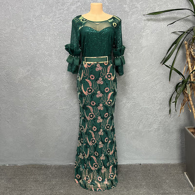 Vestido Formal Elegante Cuello Redondo Manga Corta Ajustado - Image 17