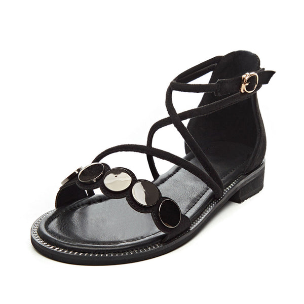 Sandalias Cómodas Talla Grande 40-43 para Pies Anchos - Diseño Plano y Acolchado