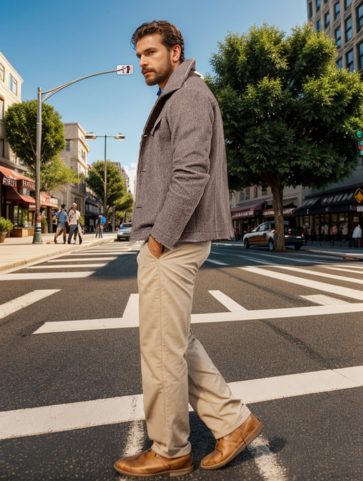 Abrigo de Lana para Hombre Elegante Botón Simple Diseño Liso - Image 15