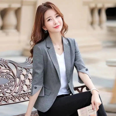 Traje de Negocios Slim Fit Elegante con Mangas Tres Cuartos - Image 14