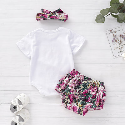 Conjunto Floral de Tres Piezas: Short y Accesorios - Image 2