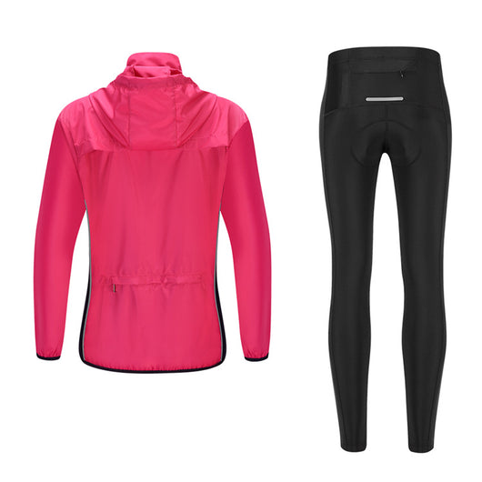 Conjunto Deportivo para Ciclismo Mujer: Chaqueta Cortavientos con Capucha y Pantalón - Image 11