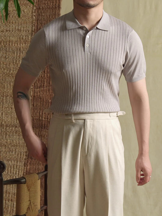 Polo Slim Fit con Rayas Hundidas en Tencel Algodón - Camiseta Transpirable - Image 14