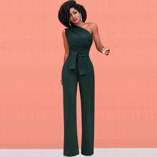 Jumpsuit con Hombros Inclinados Asimétrico - Image 6