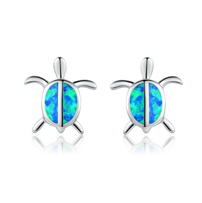 Collar colgante tortuga marina con ópalo azul y plata laminada para mujer - Image 22