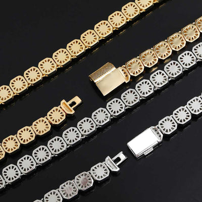 Cadena Hip Hop Cuadrada de Piedra de Caramelo - Collar y Pulsera - Image 70