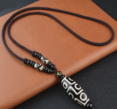 Collar Pulsera Dzi de Nueve Ojos en Ágata - Cadena Étnica Unisex