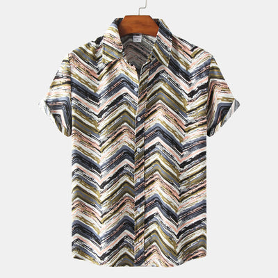 Camisa Hawaiana de Algodón y Lino para Hombre - Diseño Estampado Manga Corta - Image 8