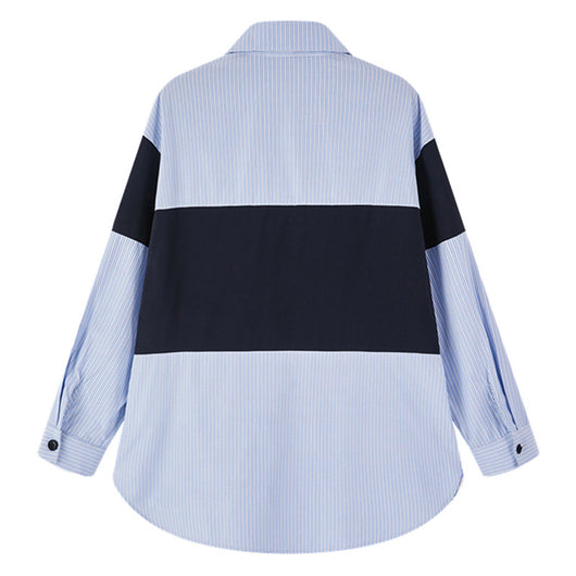 Camisa de Moda con Ribetes en Contraste Azul - Image 10