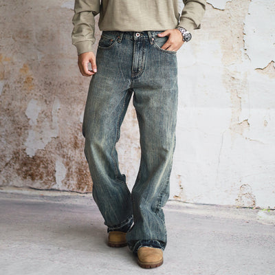 Jeans Rectos Sueltos con Micro Acampanada para Hombre