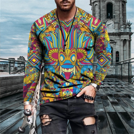 Playera Estampada Mapa de Personalidad 3D - Manga Larga Transpirable para Primavera y Otoño - Image 11