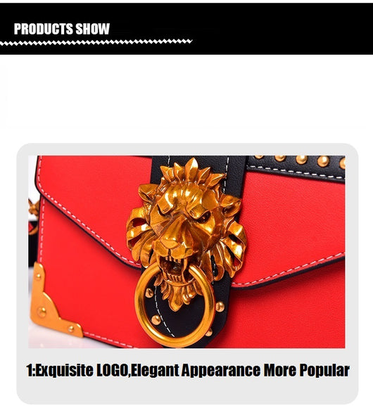 Bolso Bandolera de Moda con Cabeza de León Metálica - Image 18