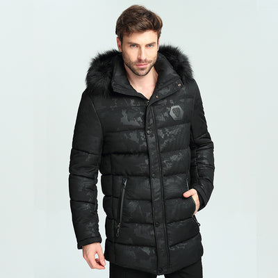 Chaqueta de Invierno Acolchada para Hombre con Cuello de Pelo Estilo Británico - Image 3