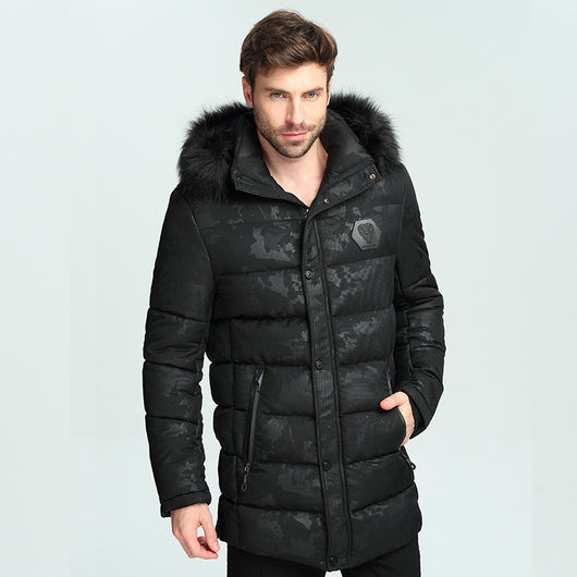 Chaqueta de Invierno Acolchada para Hombre con Cuello de Pelo Estilo Británico - Image 3