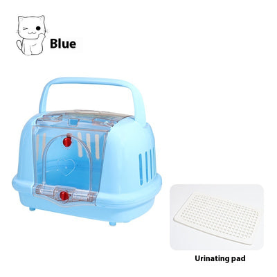 Brown pet carrier with a clear front door, top handle, ventilation slots, and a white urinating pad. - Image 7